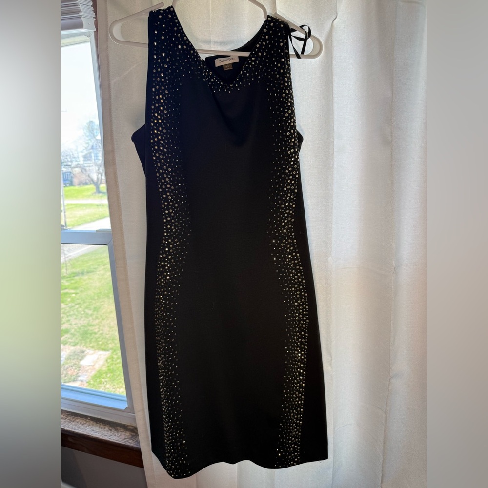 Calvin Klein Black Evening Dress with Rhinestone Detail
